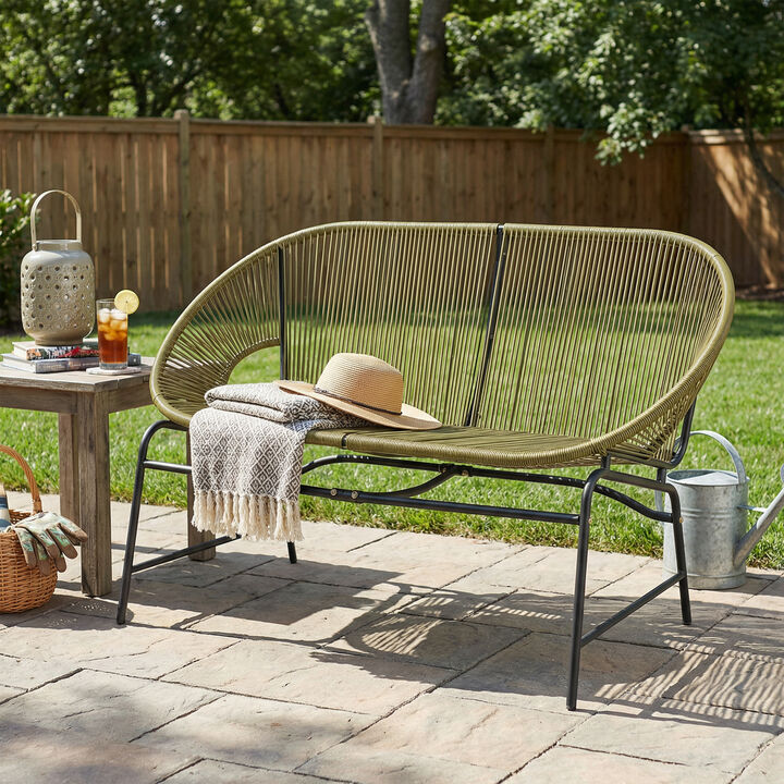Christopher Knight Home Kamdyn Outdoor Wicker Wrap Hammock Loveseat with Metal Frame