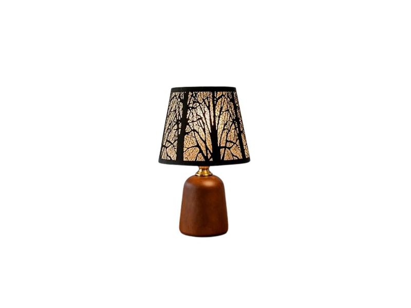 Dimmable 3 Color Rustic Wood Metal Bedside Lamp For Living Room Nightstand image number 0