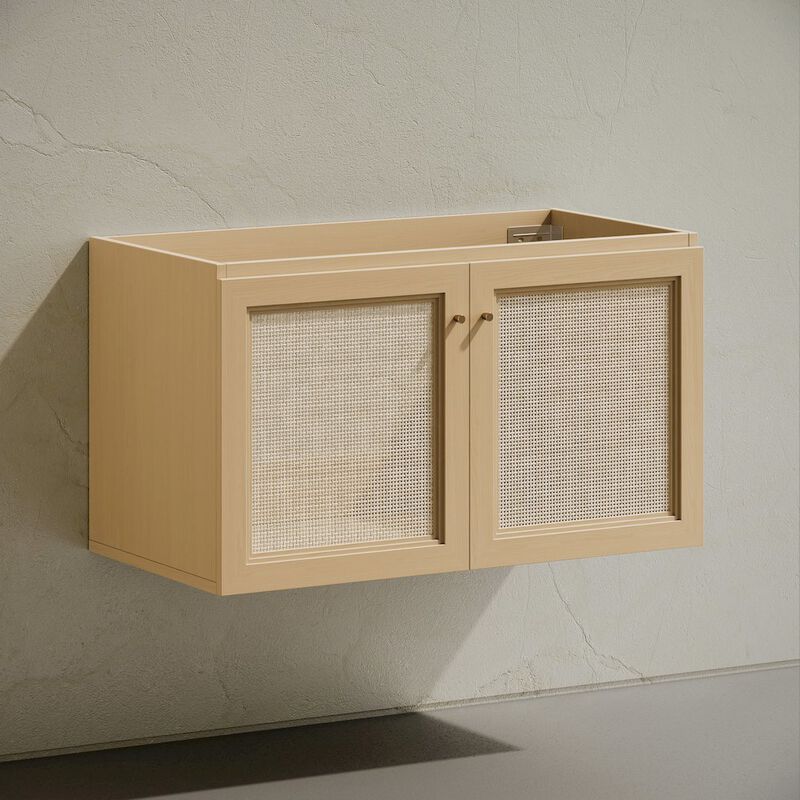 Classe 36" Wall-Mounted Bathroom Vanity in Natural Oak without Sink Top image number 2