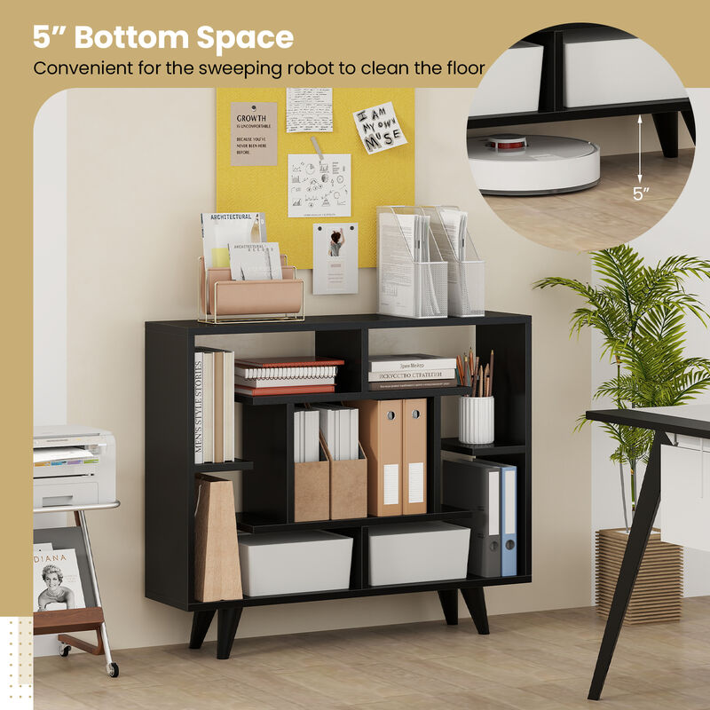 Modern Geometric Bookcase with Anti-Tip Kit – 5-Tier Storage Display Shelf