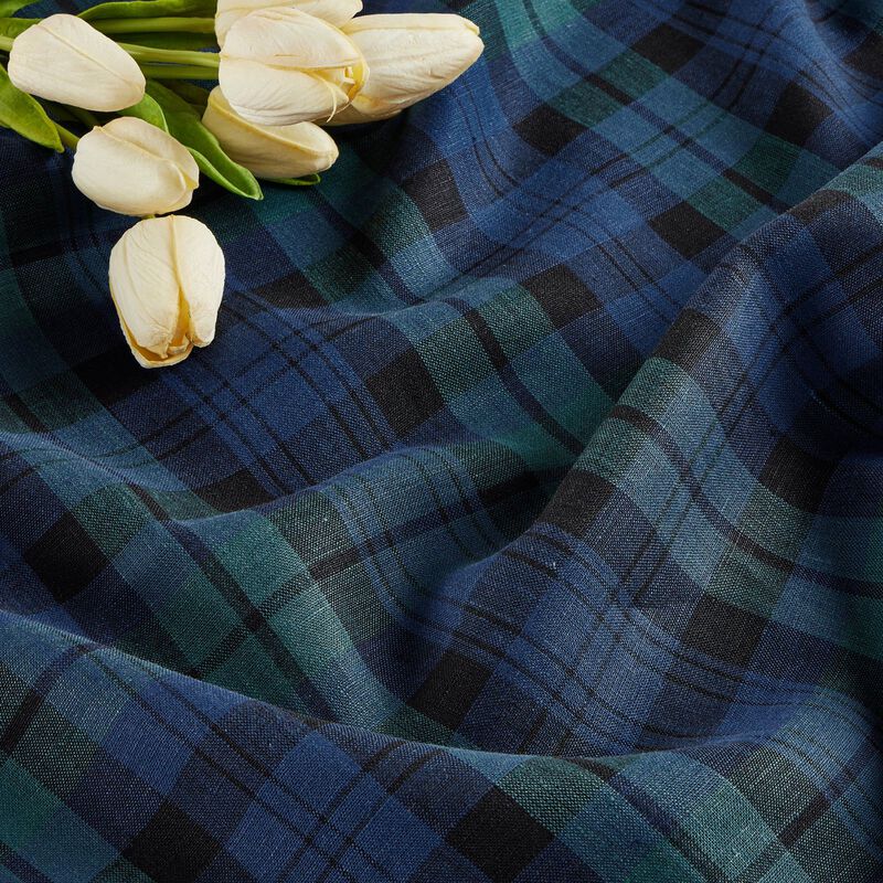 Solino Home Blackwatch Plaid 100% Linen Table Runner &ndash; Handcrafted, Machine Washable, Perfect for Holiday and Everyday Dining