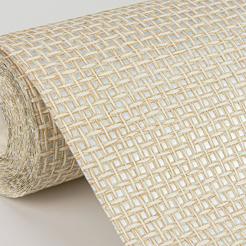 Aki Silver Paper Weave Grasscloth Wallpaper (Double Roll) image number 4