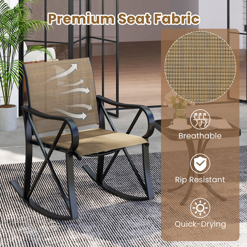 3-Piece Patio Rocker Set &ndash; Outdoor Rocking Chairs with Smooth Motion & Table