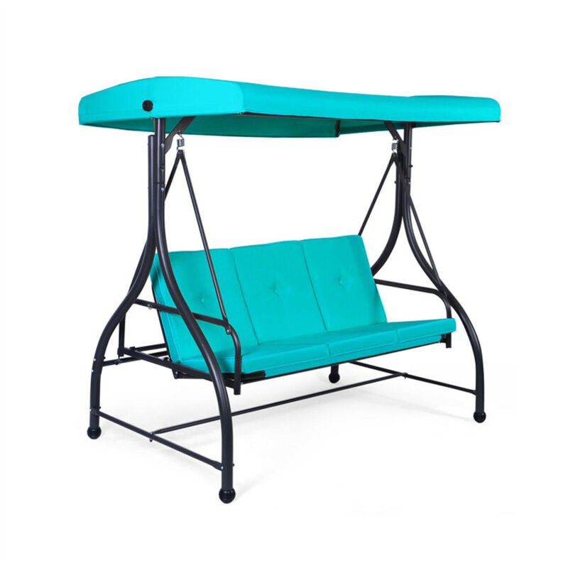 Weather-Resistant 3-Person Swing Chair with Folding Hammock Bed