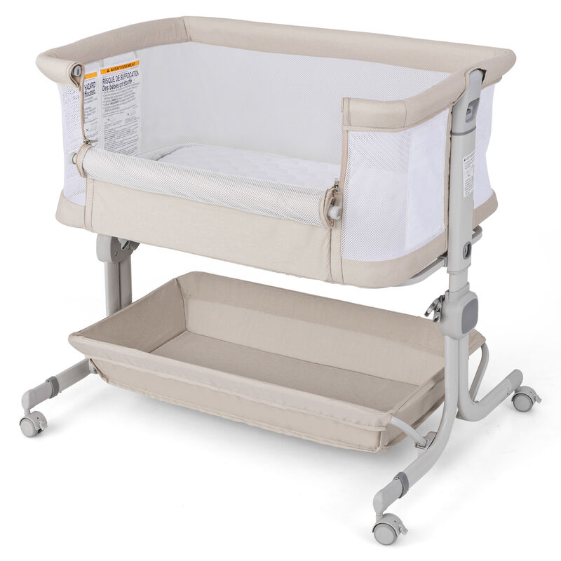 Baby Bassinet Bedside Sleeper with 6-Level Adjustable Height