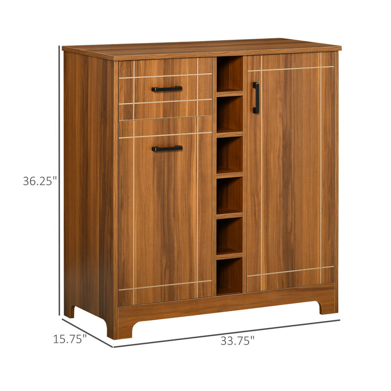 Wine Bar Cabinet Storage with Bottle Racks and Glass Holders for Living Room or Kitchen