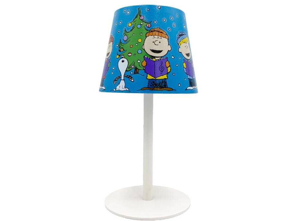 Touch Lamp &ndash; Peanuts Gang Holiday Carolers Rechargeable Winter Light, 9" Blue