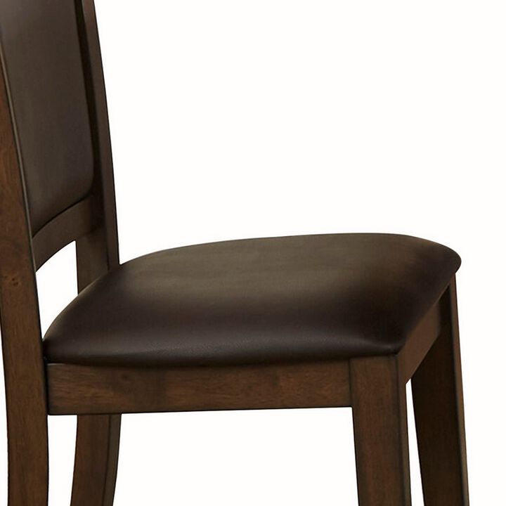 Fabric Side Chair with Flared Backrest and Padded Seat, Set of 2, Brown-Benzara