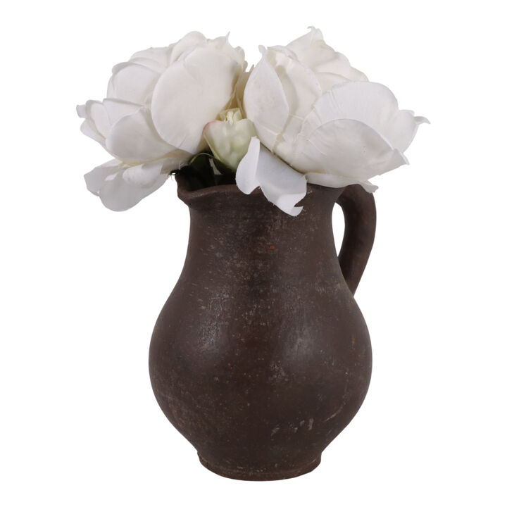 7x6" Terracotta Jug Vase, Rustic Brown