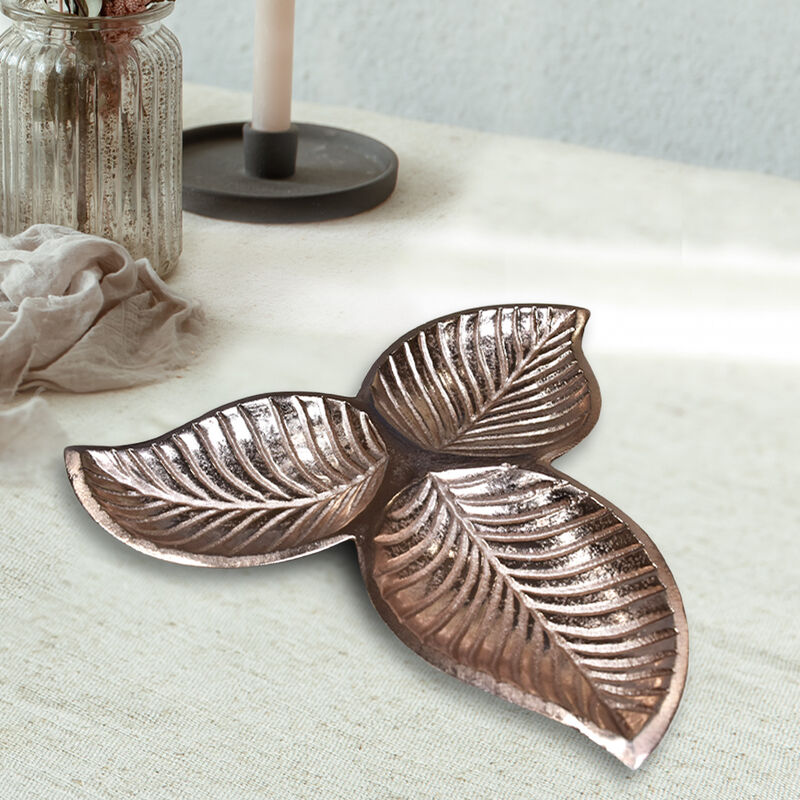 Handmade Decorative Bronze Color Coated 8.26 x 8.26 x 0.98  Inches Aluminium Tray 038AB BBH Home's