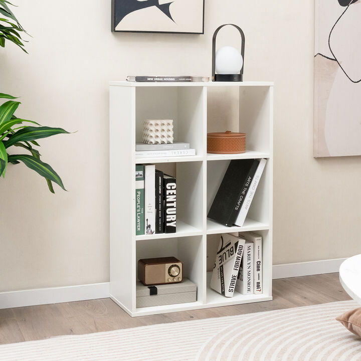 6-Cube Bookshelf 4-Tier Floor Display Shelf-White
