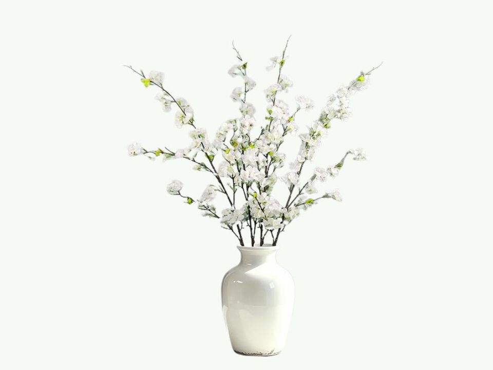 4 Piece White Artificial Flowers Long Stem Outdoor Wedding Centerpiece Decor