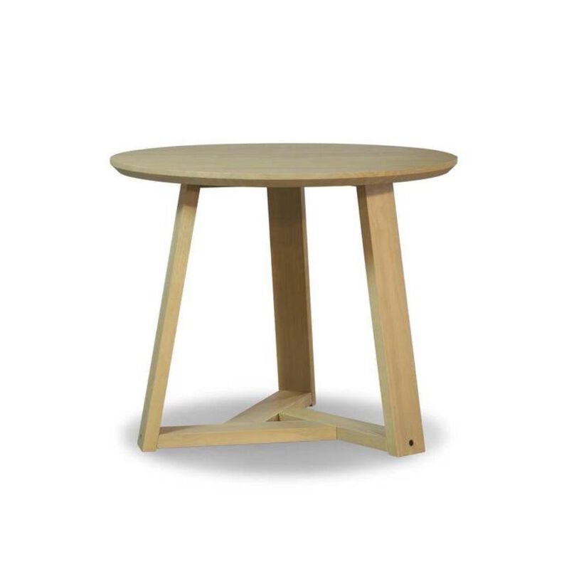 Hivvago 36 Inch Round Scandinavian Solid Wood Dining Table in Blonde