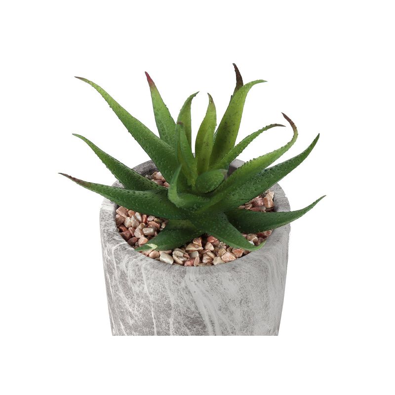 Monarch Specialties I 9586 - Artificial Plant, 6" Tall, Succulent, Indoor, Faux, Fake, Table, Greenery, Potted, Set Of 2, Decorative, Green Leaves, Grey Cement Pots image number 2