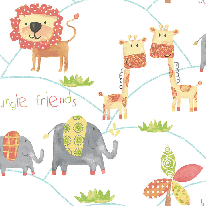 Just 4 Kids 2 Jungle Friends Orange Wallpaper G56023