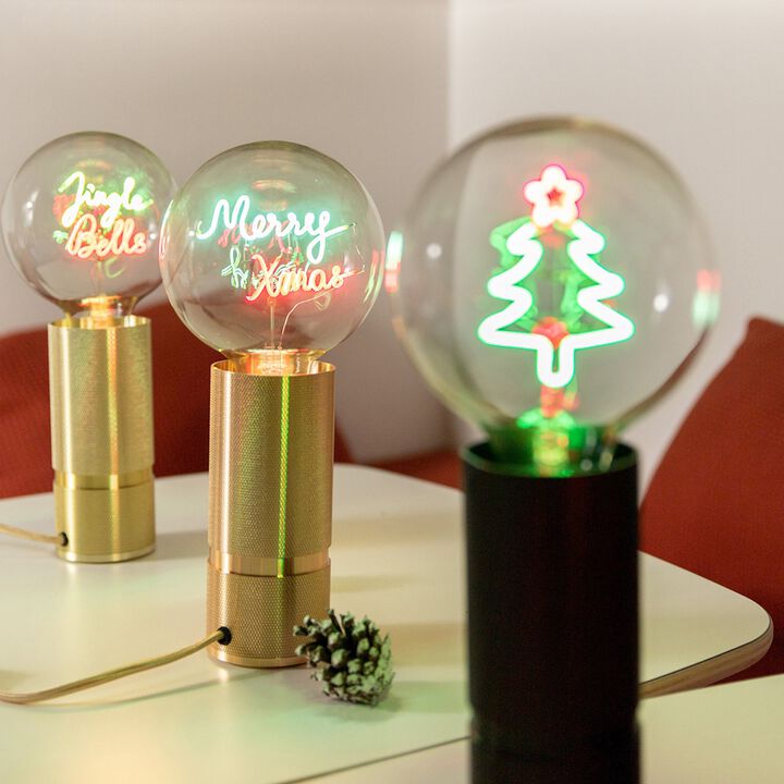 Bulb JINGLE BELLS Green/ Red with Base Table Lamp PORTABLE Pop