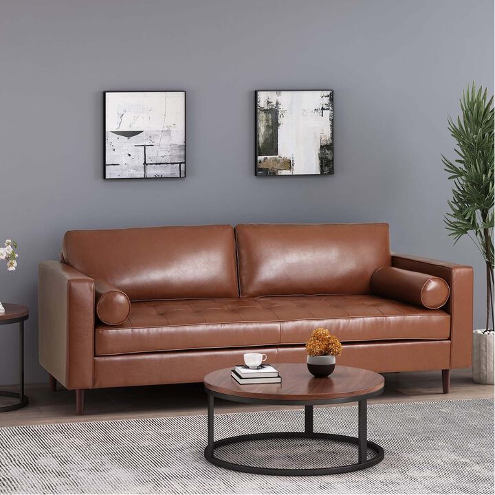 Merax Solid Wood Frame PU Fabric Sofa Couch