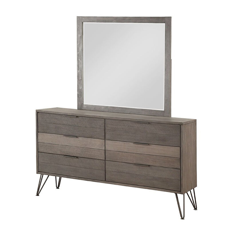 Aile 4 Pc Queen Size Bedroom Set, Horizontal Slat Design, Rustic Brown image number 4