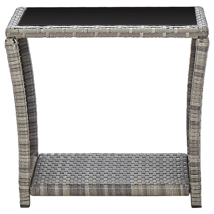 Coffee Table Grey and Black Poly Rattan Compact Durable