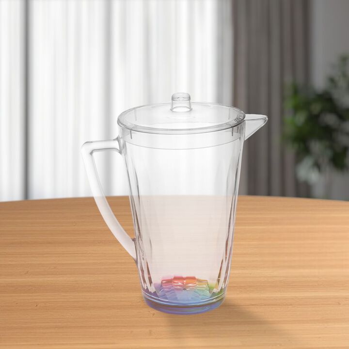 HomeRoots 2.5 Clear and Rainbow Diamond Acrylic Pitcher