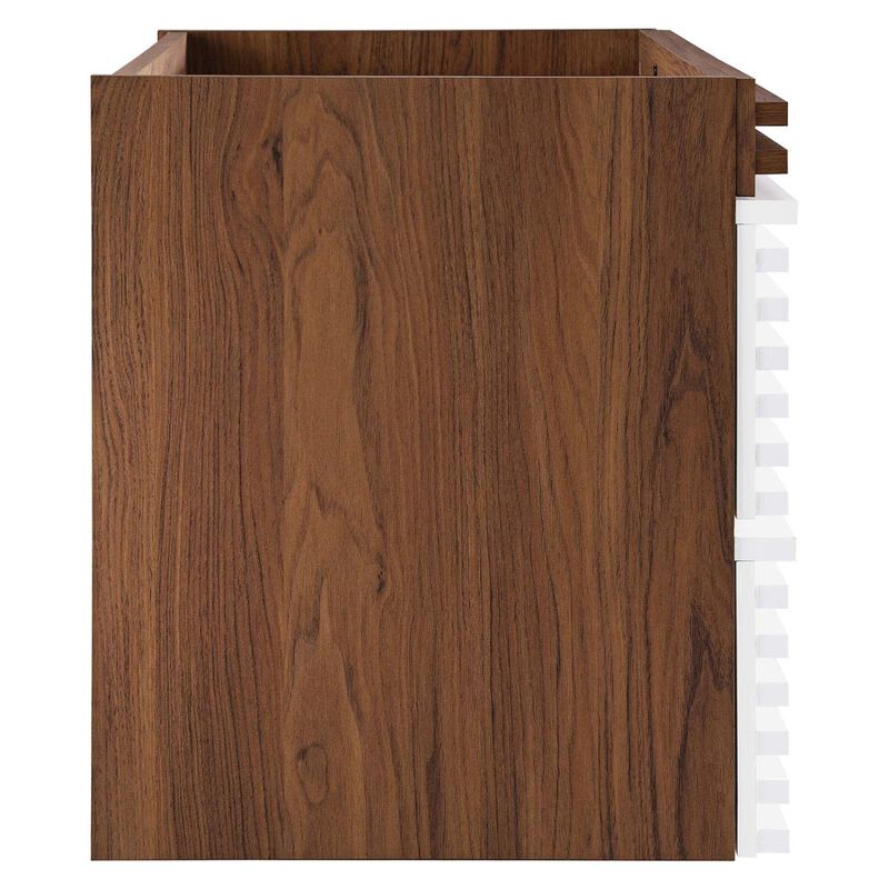 Modway Render 35" MDF Wood Wall-Mount Bathroom Vanity Cabinet in White/Walnut image number 4