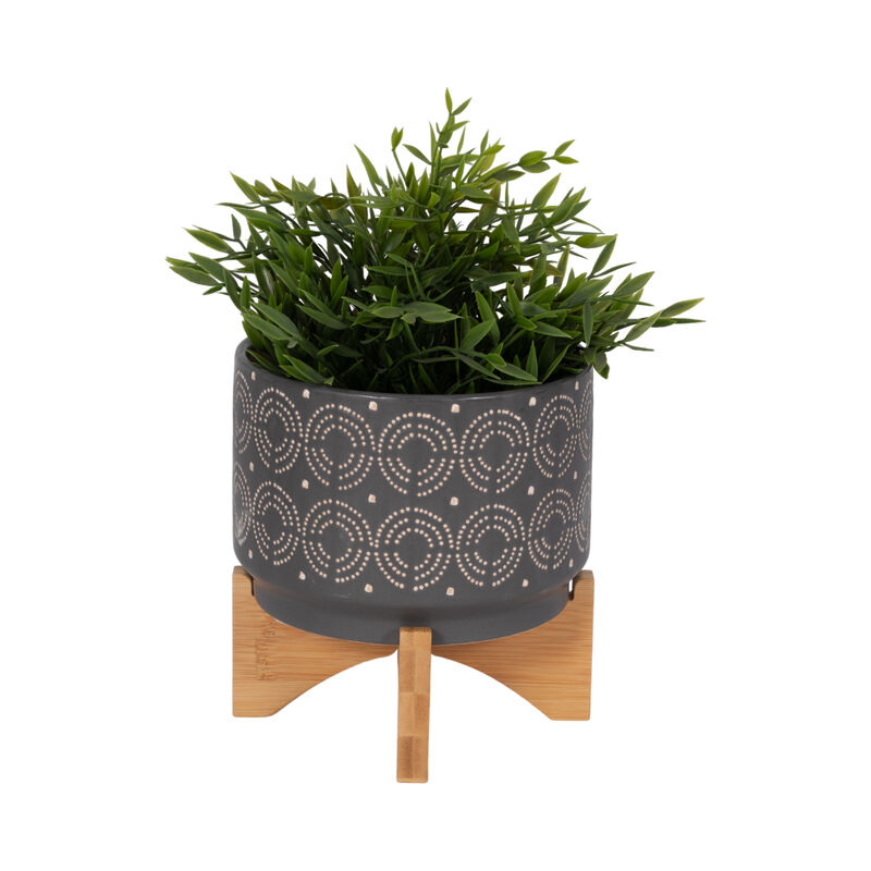 Cer, 7" Swirl Planter On Stand