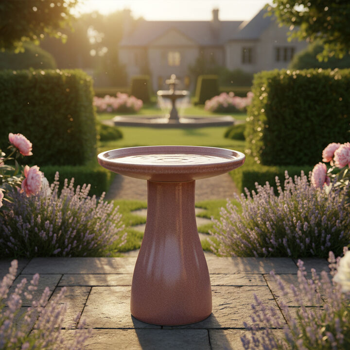 Sunnydaze Outdoor Glazed Ceramic Bird Bath - 20.5 in