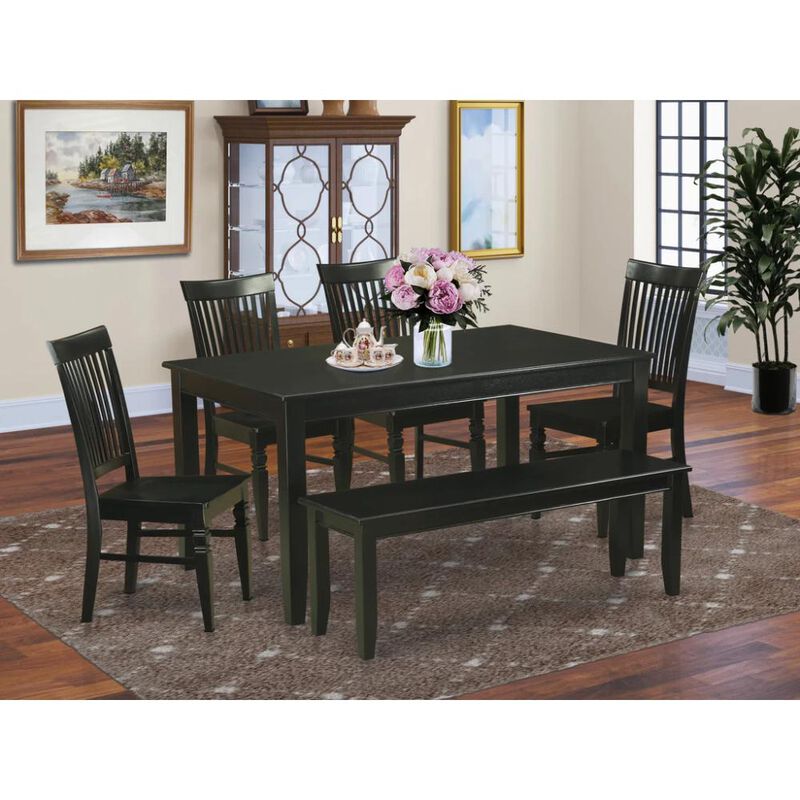 6 Pc Kitchen Table set - Table and 4 Kitchen Chairs coupled with Bench