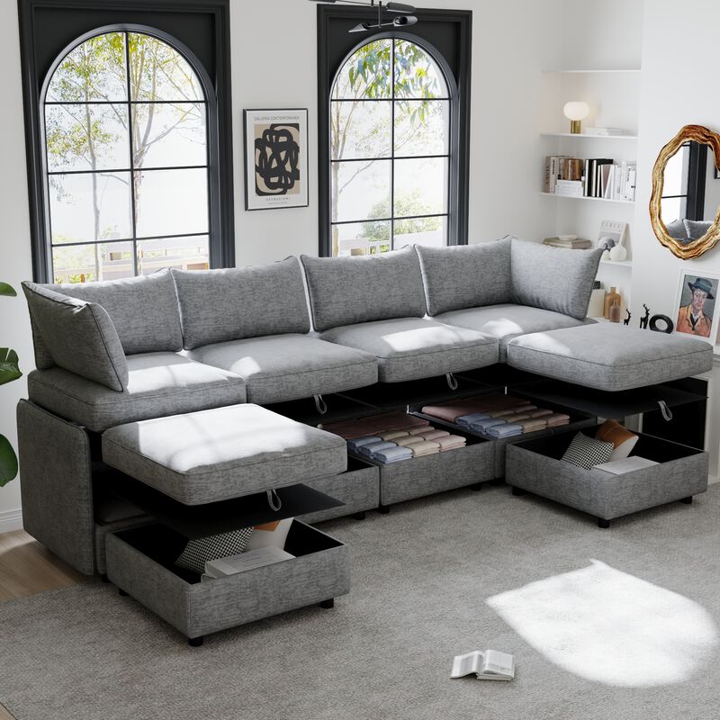 Fegfob U‑Shaped Chenille Sectional Sofa image number 4