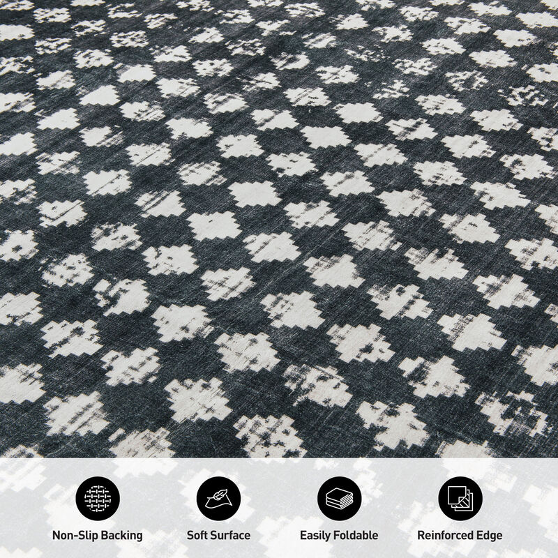 World Rug Gallery Geometric Distressed Abstract Washable Non Slip Indoor Area Rug:  Low Pile,  Stain & Fade Resistant,  Pet Friendly image number 4