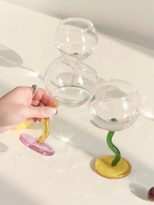 Handblown Bubble Wine Glass