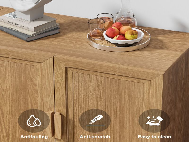 2-Piece Modern Minimalist Wood Grain Edge Cabinet, Multifunctional Storage with 3-Layer Shelves image number 4