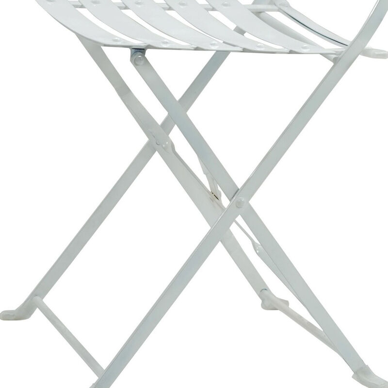 HomeRoots Set of Two White Aluminum Outdoor Folding Dining Chairs image number 4