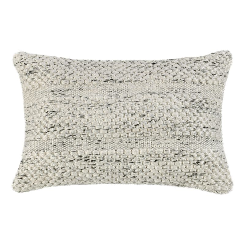 Dolu Lumbar Throw Pillow, Hand Woven Texture, 20 Inch Recycled, Ivory - Benzara