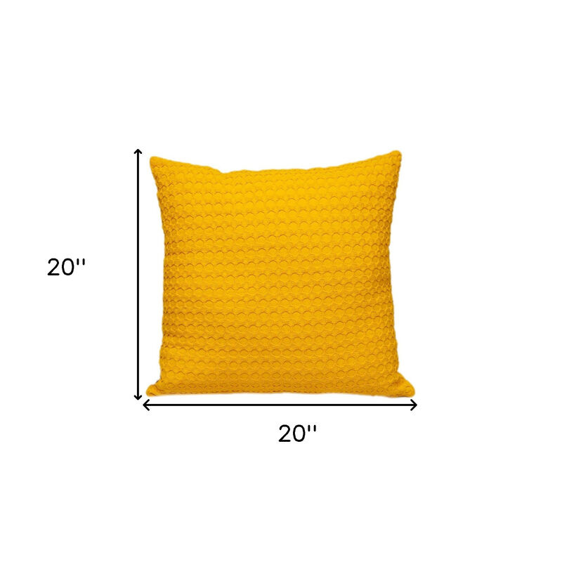 HomeRoots 20" Yellow Cotton Throw Pillow With Texture image number 3