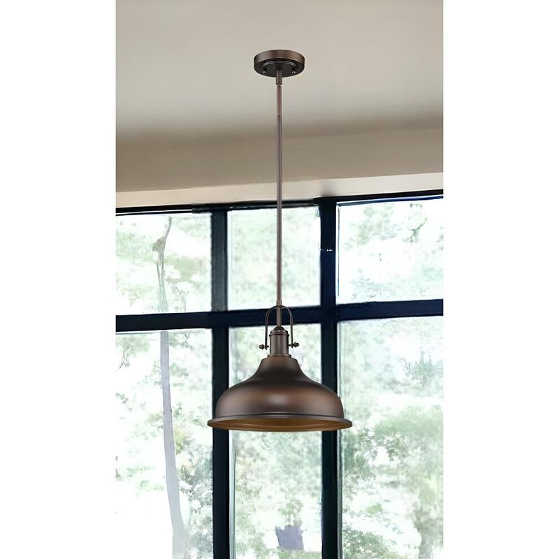 Hivvago Antique Bronze Hanging Light with Dome Shade