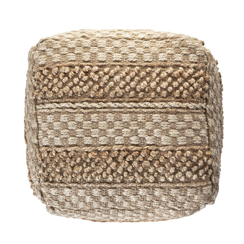 Stylish Jute Pouf Ottoman for Extra Seating and Rustic Home Decoration