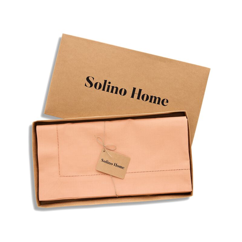 Solino Home Cotton Linen Hemstitch Table Throw &ndash; Handcrafted, Machine Washable, Perfect for Holiday and Everyday Dining