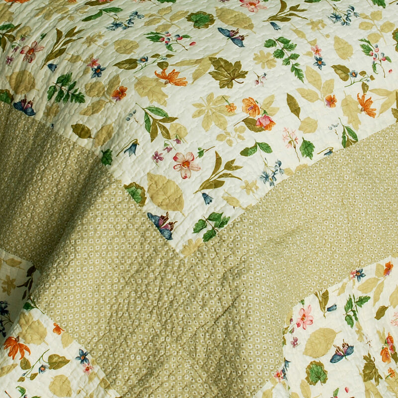 Lightweight Cotton 3PC Vermicelli-Quilted Printed Quilt Set Queen Size Bedspread image number 4