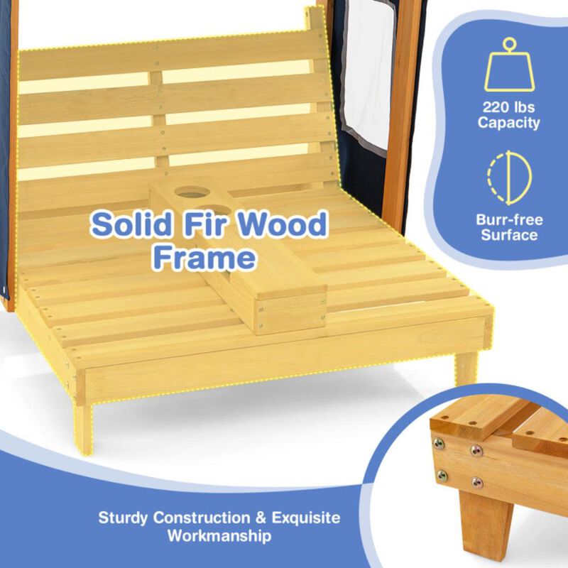 Hivvago Kids Patio Lounge Chair with Cup Holders and Awning