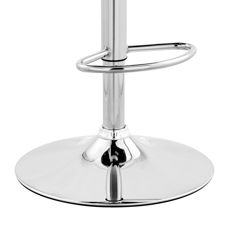 Faux Leather and Metal Adjustable Bar Stool, Cream and Silver-Benzara image number 3
