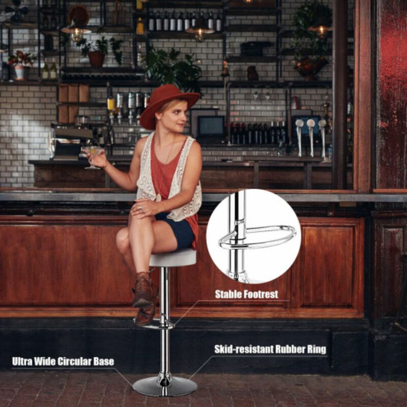 Hivvago 1 PC Round Bar Stool Adjustable Swivel Pub Chair-Red