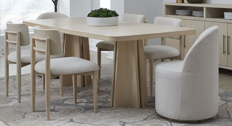 Zinnia Fully Upholstered Swivel Chair in Dune Chenille