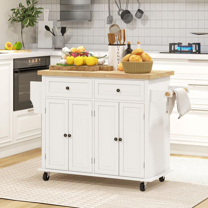 Hivvago Kitchen Island Cart on Wheels with Storage and Drawers