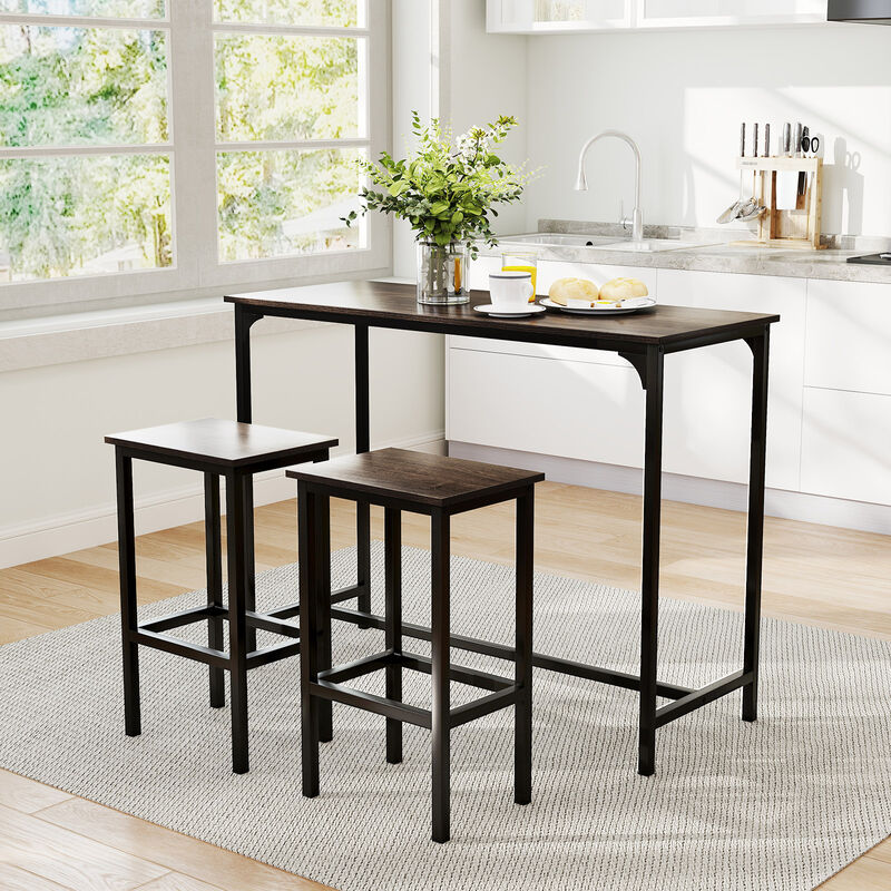 Durable Industrial 3-Piece Counter-Height Bar Table and Stools Set
