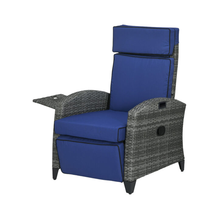 Folding Beach Lounge Chair With Adjustable Reclining Backrest For Outdoor