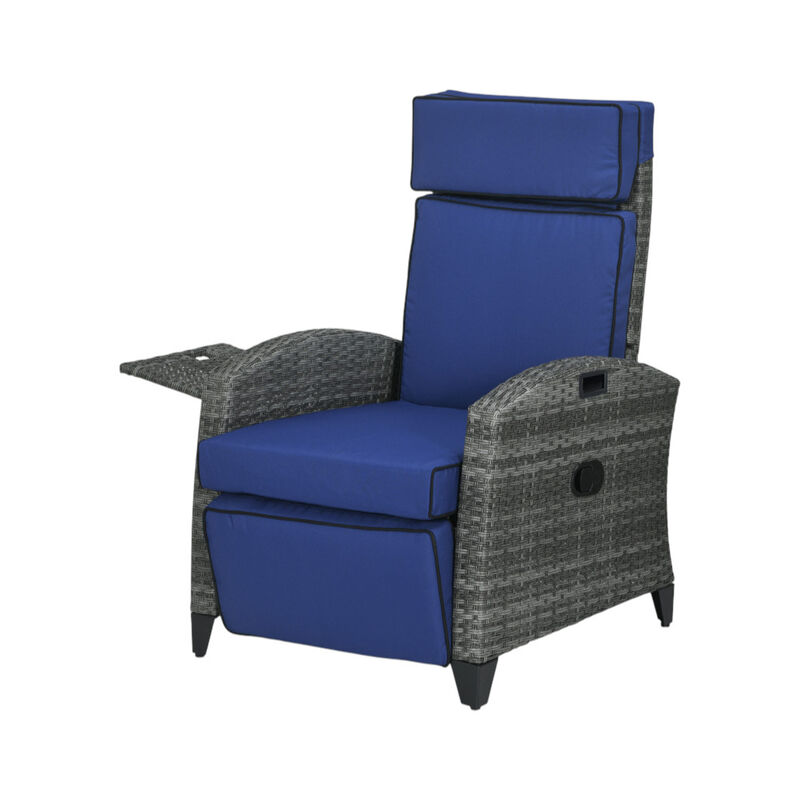 Folding Beach Lounge Chair With Adjustable Reclining Backrest For Outdoor image number 0