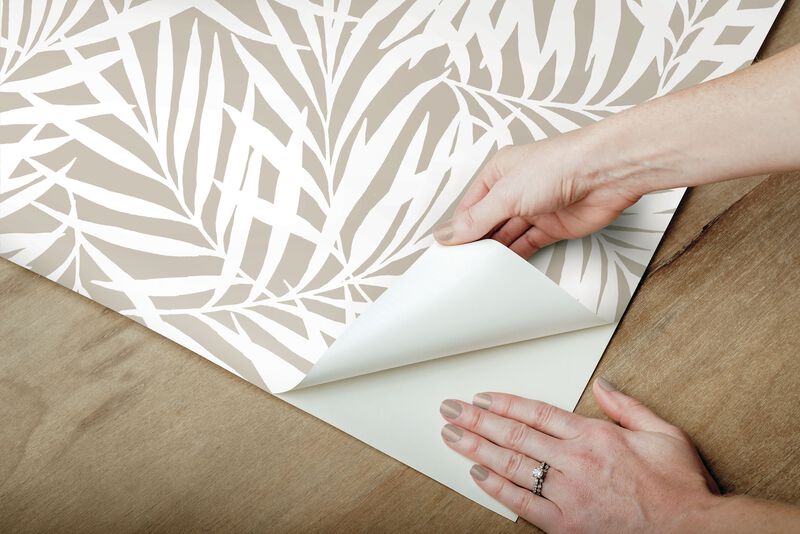 Oahu Fronds Off White Peel & Stick Wallpaper (Double Roll) image number 6
