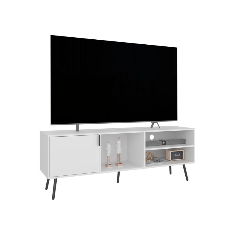 Ekwok TV Stand, 1 Door, 3 Shelves, White