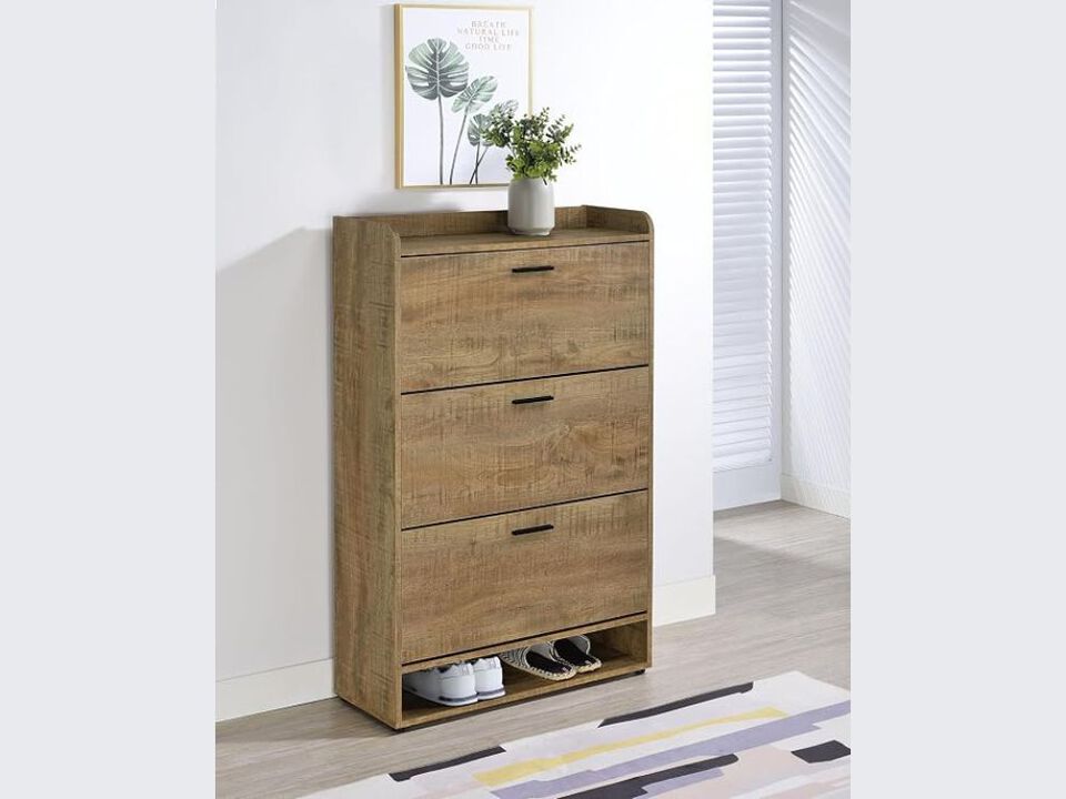 Entryway Wood Shoe Storage Cabinet 3 Tier Flip Drawer 5 Inch